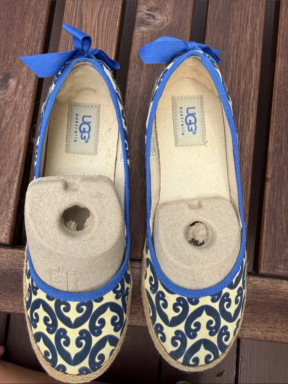 UGG Blue & Natural Scroll Espadrille Slip-Ons